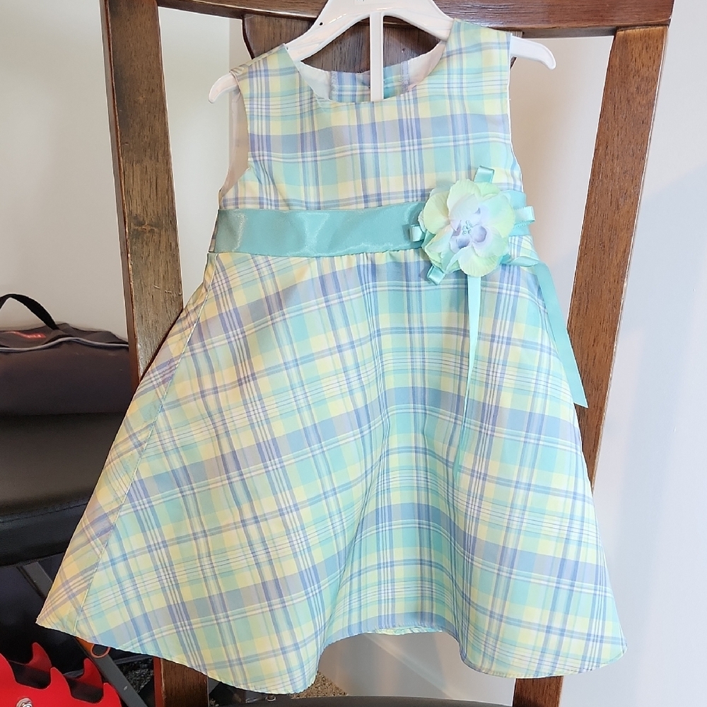 Blue & Green A-Line Sleeveless Dress